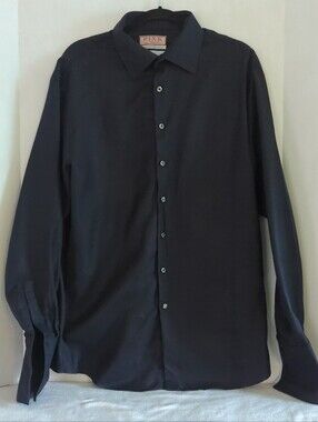 Pink Thomas Pink Black Slim Fit French Cuff Button-up Shirt Size 17 1/2